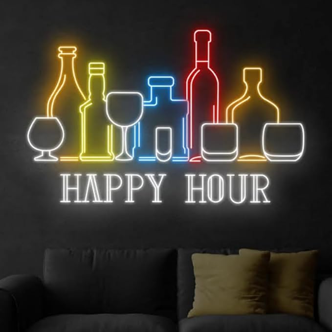 Happy Hour Wine Beer Neon Sign, Wine Bar Beer Pub Neon Sign, Custom Neon Sign - Image 4