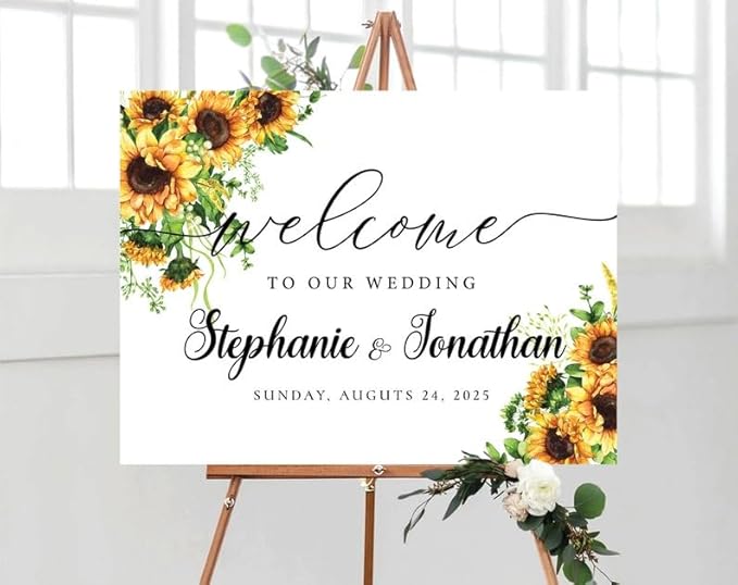Sunflower Wedding Welcome Sign, Wedding Ceremony Sign, Welcome to our Wedding - Image 2