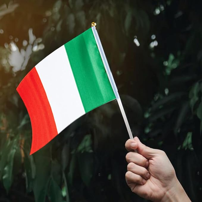 Italy Flag Italian Flag, Small Mini Handheld Italy Flags on Stick - Image 6