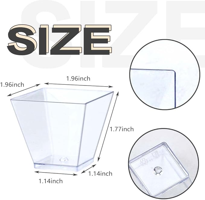 Oomcu 100 Pack 2oz Small Square Clear Plastic Dessert Cups – Mini Disposable - Image 2
