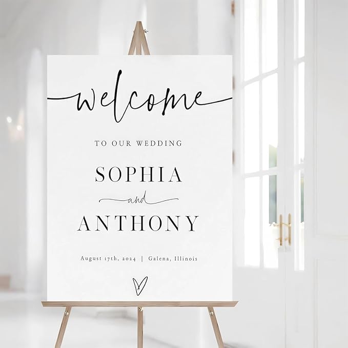 Wedding Welcome Sign, Minimalist To Our Wedding Welcome Sign by Custom