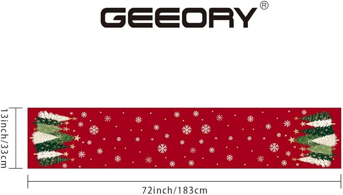 GEEORY Christmas Table Runner 13x72 Inch, Xmas Trees Snowflakes Winter Holiday - Image 6