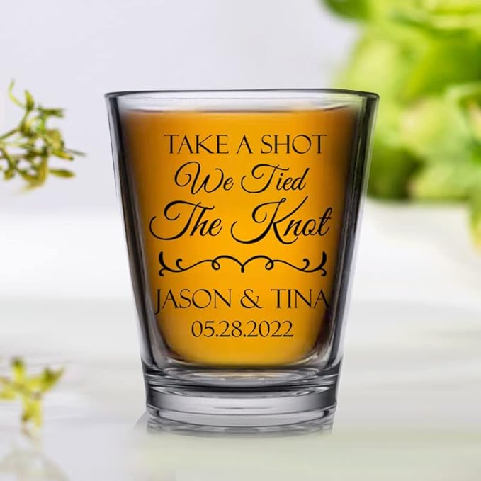 Personalized wedding shot glasses, take a shot we tied the knot, cute - Image 2