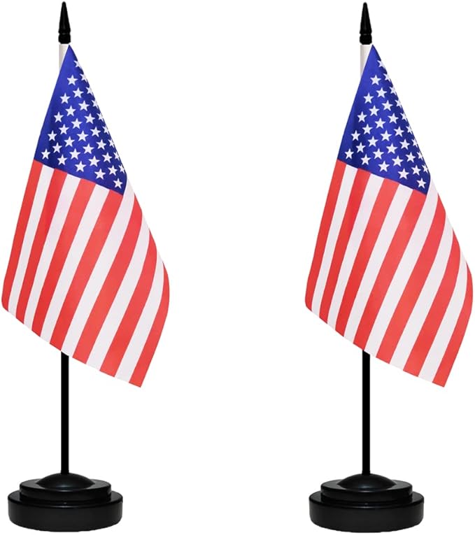 US American Deluxe Desk Table Flag Set Small Mini Miniature USA Table Desktop by tibijoy