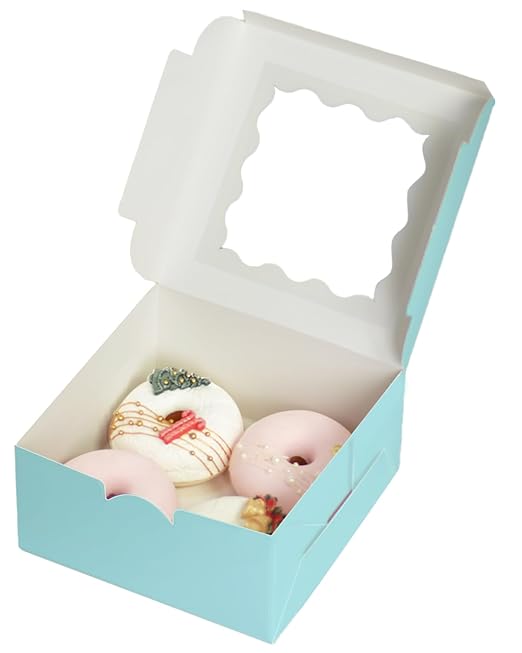 Bakepacker 100pcs Light Blue Cookie Boxes 6x6x3 inches Easy Assemble Macaroon - Image 4