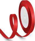 3/8 Inch 25 Yards Satin Ribbon Red, Solid Color Fabric Ribbon by HimBen