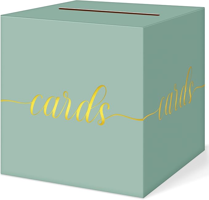 QIKSION Sage Green Wedding Card Box, Wedding Reception, Baby Shower, Graduation by QIKSION