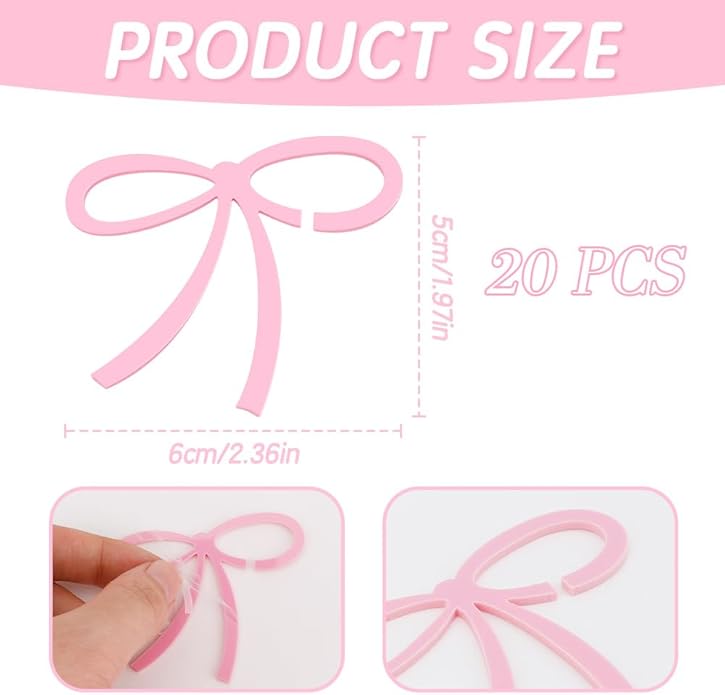 24 Pcs Pink Bow Drink Markers, Wine Coquette Wine Glass Tags, Drink Glasses - Image 2