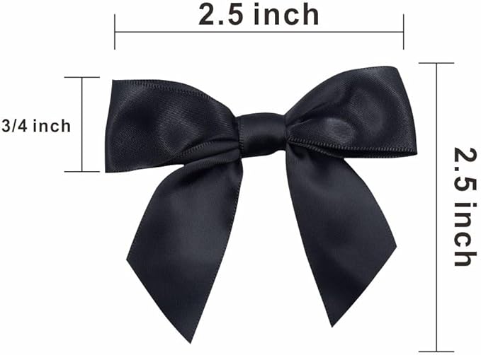 2.5" Hgzgch Black Satin Ribbon Bow - Image 2