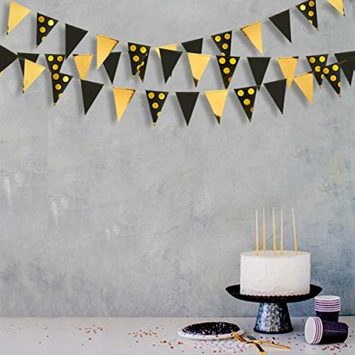30Ft Black Gold Party Decorations Polka Dot Pennant Banner Paper Circle Dot - Image 8