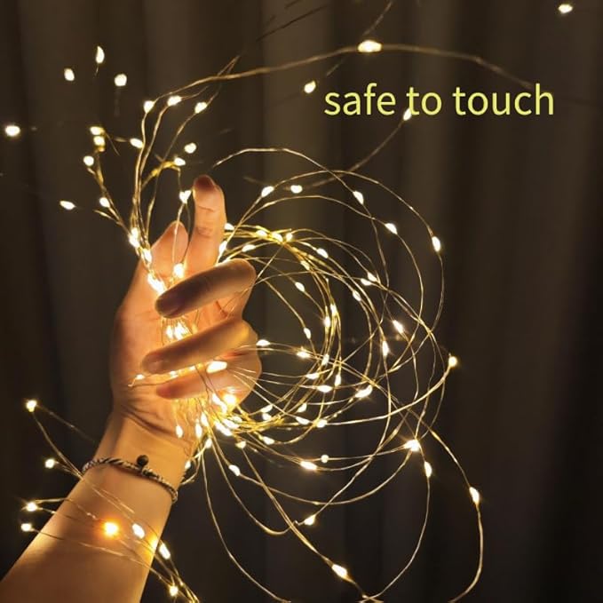 300LED Fairy Curtain Lights, 9.8x9.8Ft Warm White USB Plug in 8 Modes & Timer - Image 9