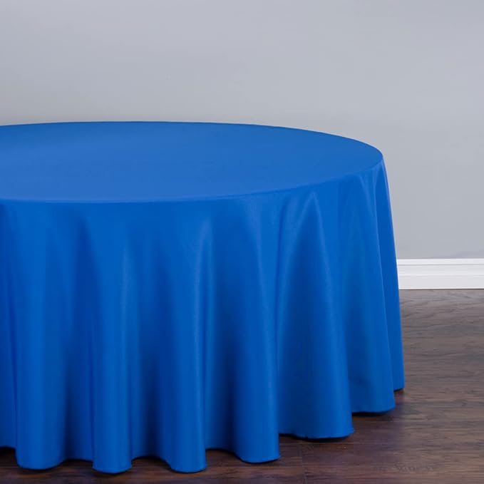 LTC LINENS 2 Pack 108 Inch Round Tablecloth Royal Blue - Image 3