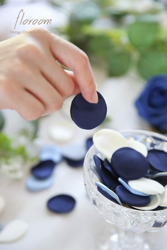 Floroom 300pcs Rose Petals Dusty Blue Navy Faux Silk Flower Petals - Image 4