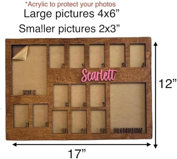 School Years Picture Frame Kids School Frame Graduation Photo holder K-12 - Image 3
