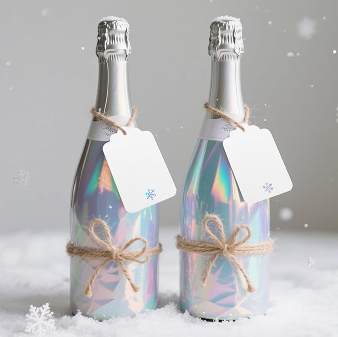 100Pcs Blank Gift Tags with String Iridescent Foil Snowflake Large Gift Tags - Image 4
