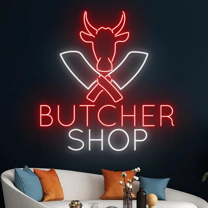 Butcher Shop Led Sign, Cow Led Light, Butcher Neon Light, Butcher Shop Neon Sign - Image 4