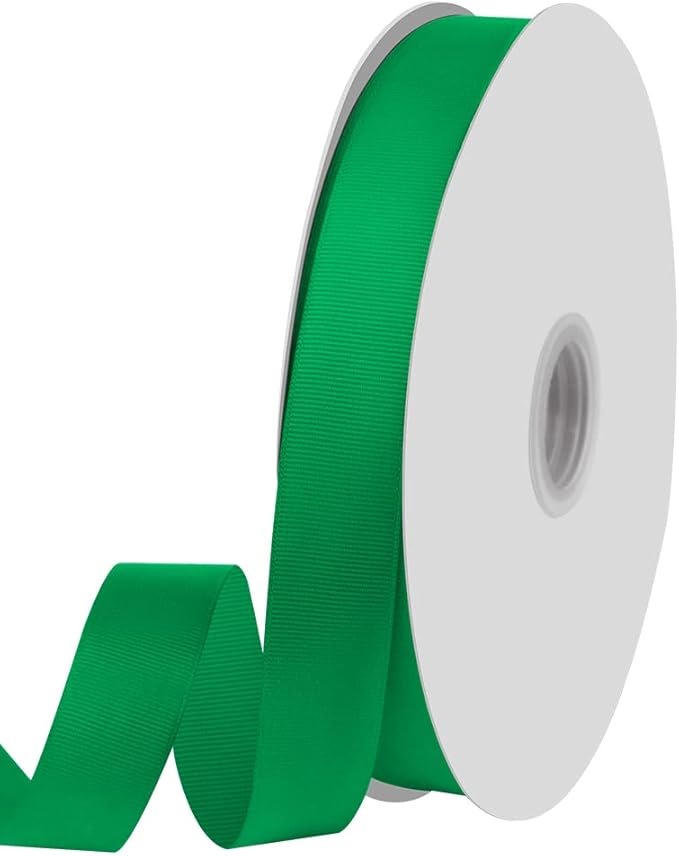 1" X 100 Yards Green Grosgrain Ribbon, Premium Grosgrain Ribbon by KMERLIFE