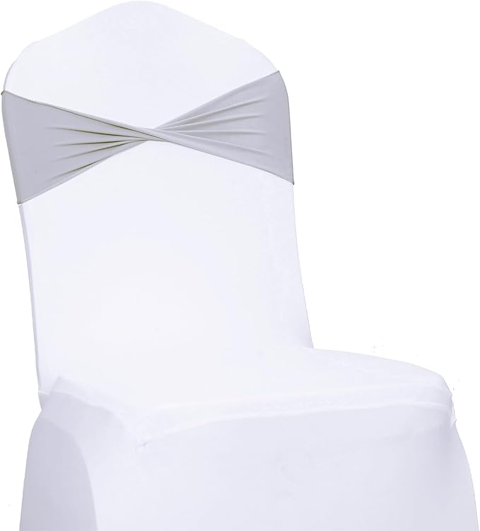 MDS Pack of 150 Spandex Chair Sashes Bows Elastic Stretch Dining Chair Bands - Image 3