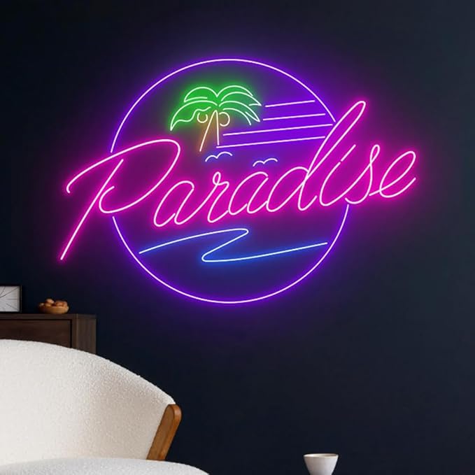 Paradise Ocean Waves Palm Tree Neon Sign, Beach Led Sign, Holiday Led Light - Image 2