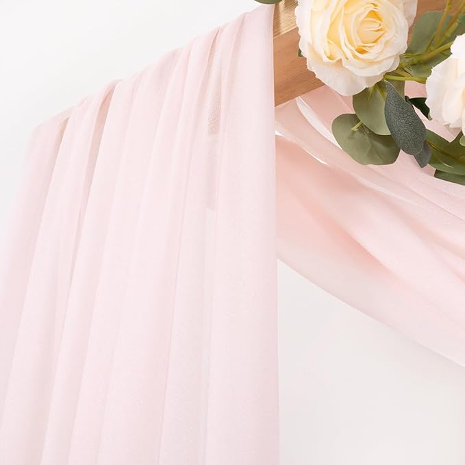 MLMC Blush Pink Wedding Arch Draping Fabric 2 Panels 29" x 20 FT Extra Long - Image 2