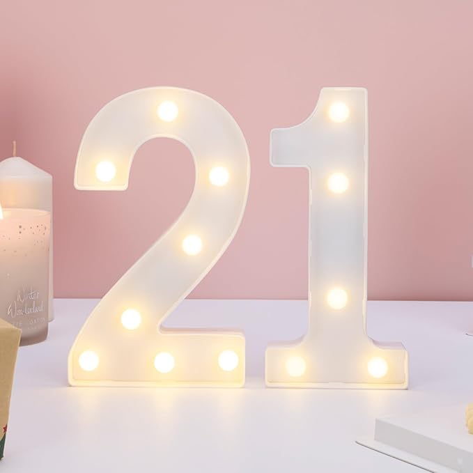 Decorative Led Light Up Numbers, 21th Birthday Decorations, Warm White Led - Image 5