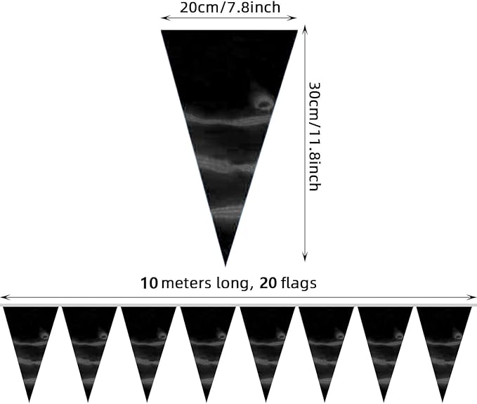 40M/130FT Black Triangle Pennant Banner Flag Metallic Fabric Bunting Garland - Image 2