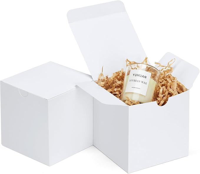 Eupako Gift Boxes 4x4x4 25 Pack White Kraft Paper Box by Eupako