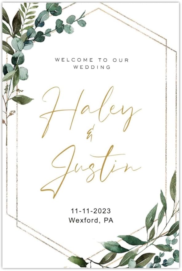 Generic Greenery Wedding Welcome Sign, 18x27 inches, Modern Geometric - Image 8
