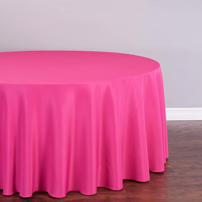LinenTablecloth 108-Inch Round Polyester Tablecloth Fuchsia - Image 2