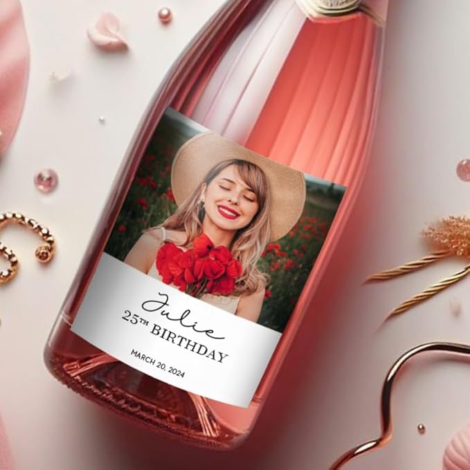 Personalized Wine Bottle Label Photo label Custom Sticker 50th Birthday 60/70th - Image 6