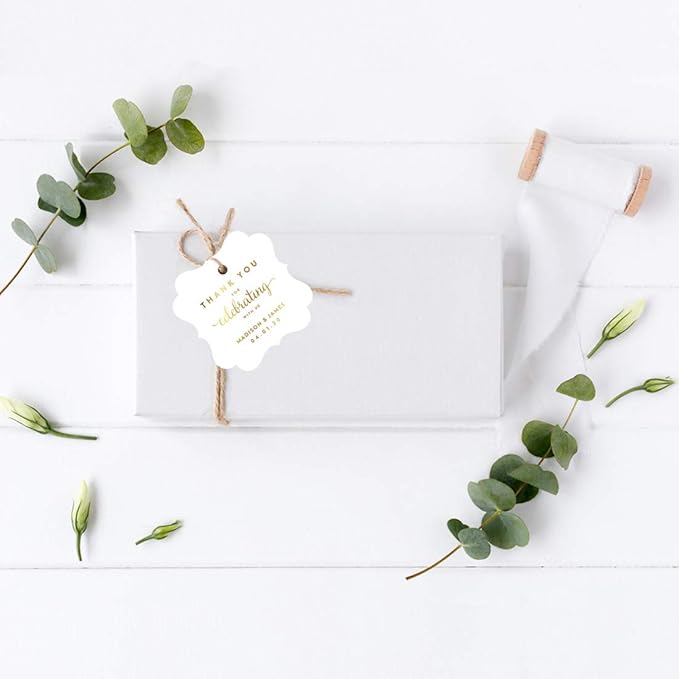 Andaz Press Personalized Fancy Frame Square Wedding Gift Tag, Metallic Gold - Image 4