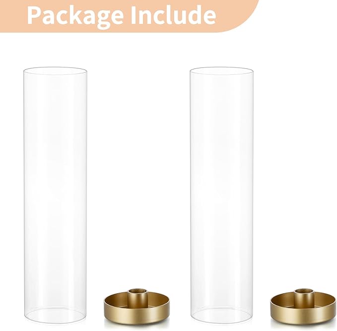 NUPTIO Gold Taper Candle Holders: 2 Pcs Hurricane Metal Candlestick Holder Stand - Image 8