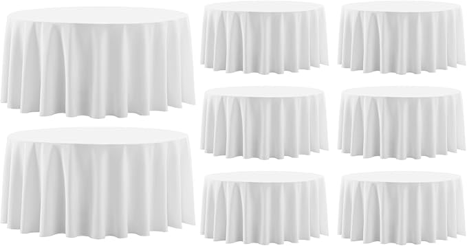 Round Tablecloth 8 Pack 108 Inch White Tablecloths Washable Decorative Linen by AOCOZHomeLifeMuseum