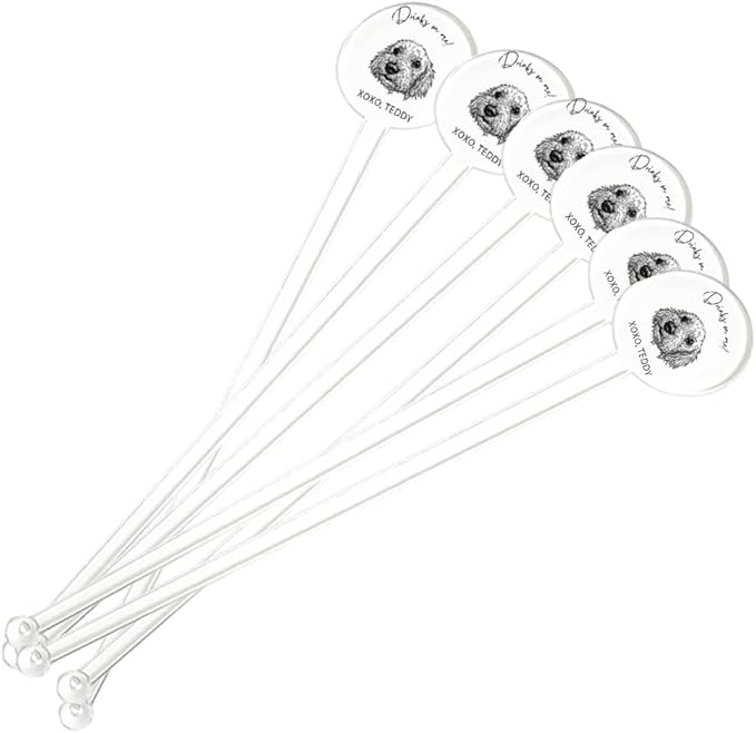 Coolslove Personalized Wedding Dog Stir Sticks, Custom Illustrated Pet Acrylic - Image 4