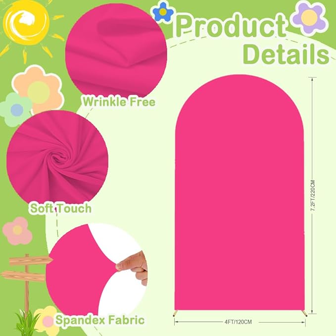 Hot Pink 7.2ft Arch Backdrop Cover - Image 3