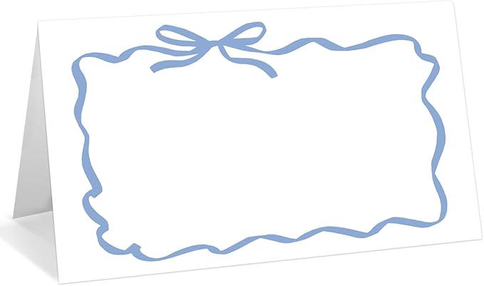 25 Pack Blue Bow Wave Place Cards, Editable Name Cards by WwongxianB