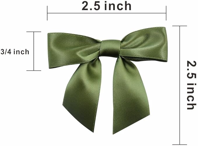 2.5" Hgzgch Sage Green Satin Ribbon Bow - Image 2