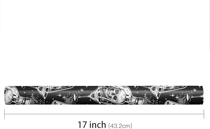 LeZakaa Halloween Wrapping Paper Roll, Gothic Skull-in-Bottle and Eye Cocktail - Image 6