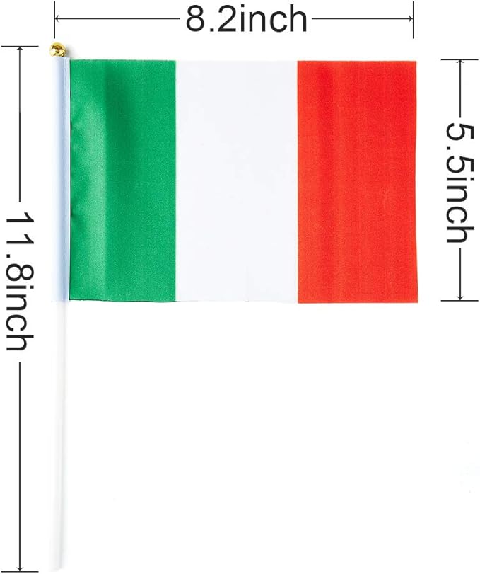 Italy Flag Italian Flag, Small Mini Handheld Italy Flags on Stick - Image 3