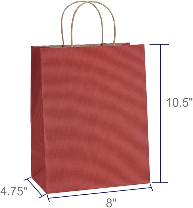 BagDream Gift Bags 8x4.25x10.5 50Pcs Red Kraft Paper Bags - Image 2