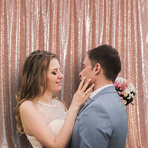 Poise3EHome 10Ft x 10Ft Rose Gold Sequin Backdrop Curtain, Glitter Thick Satin - Image 9