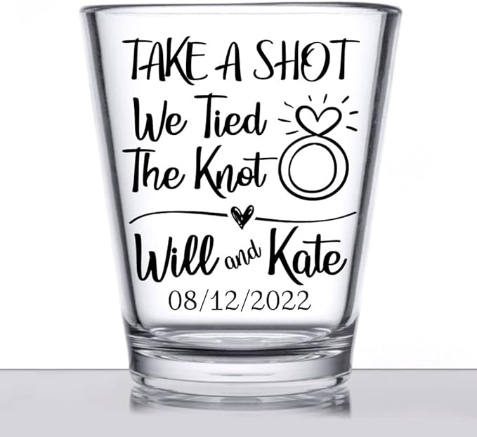 Personalized wedding shot glasses, take a shot we tied the knot, cute - Image 4