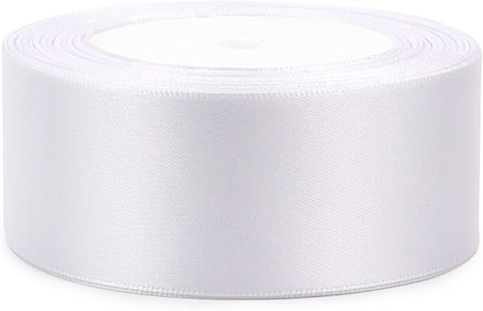 White Solid Satin Ribbon 1-1/2 Inch 25 Yards Solid Polyester Fabric Ribbon - Image 3