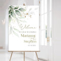 Sage Wedding Welcome Sign Template | Printable Greenery Gold Welcome Sign | by Unknown