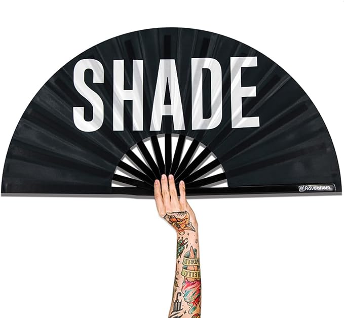 UV Glow Rave Fan, Bamboo Folding Clack Hand Fans Foldable by Raveahem