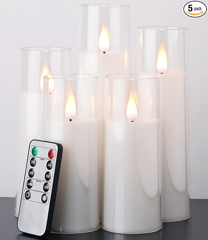 Amagic Pure White Flameless Candles, Battery Operated Candles, Acrylic by AMAGIC