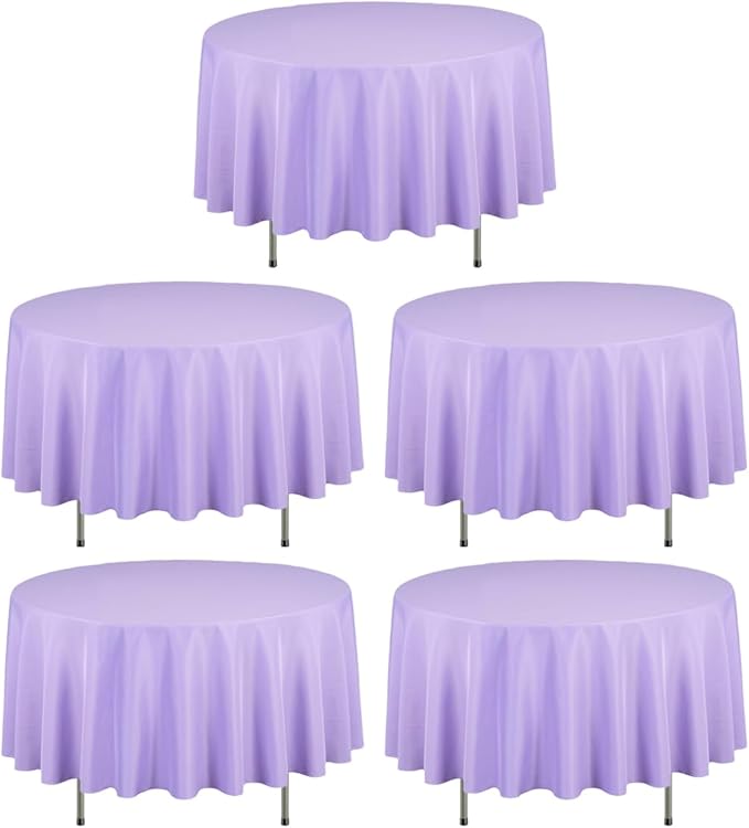 LTC LINENS 5 Pack 90 Inch Round Tablecloth Lavender by LTCLINENS