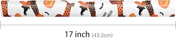 LeZakaa Halloween Dachshund Wrapping Paper Roll, Cute Dachshund Dogs - Image 7