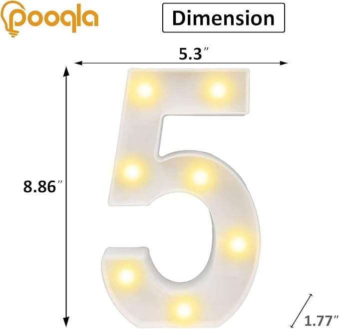 Pooqla LED Light Up Numbers, Warm White and Cool White Decorative Lighted - Image 5