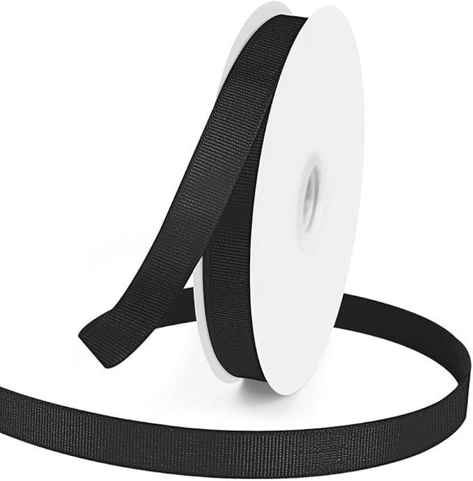 5/8" X 50 Yards Black Grosgrain Ribbon, Premium Grosgrain Ribbon by KMERLIFE